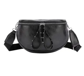 Fashion Crossbody Black & Silver Shoulder Bag Soft PU