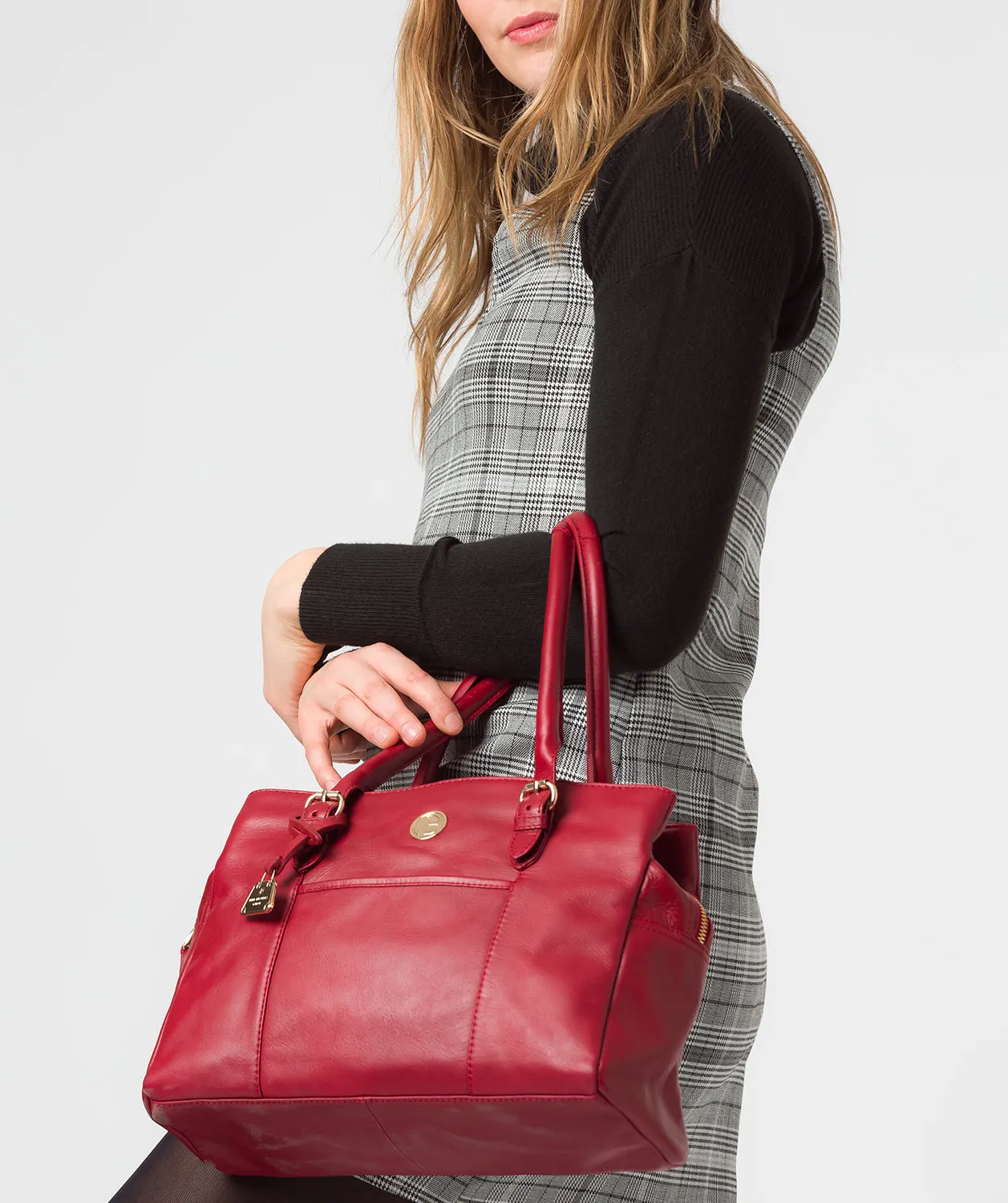 'Fleur' Cherry Leather Handbag