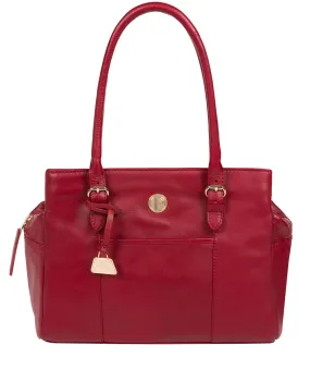 'Fleur' Cherry Leather Handbag