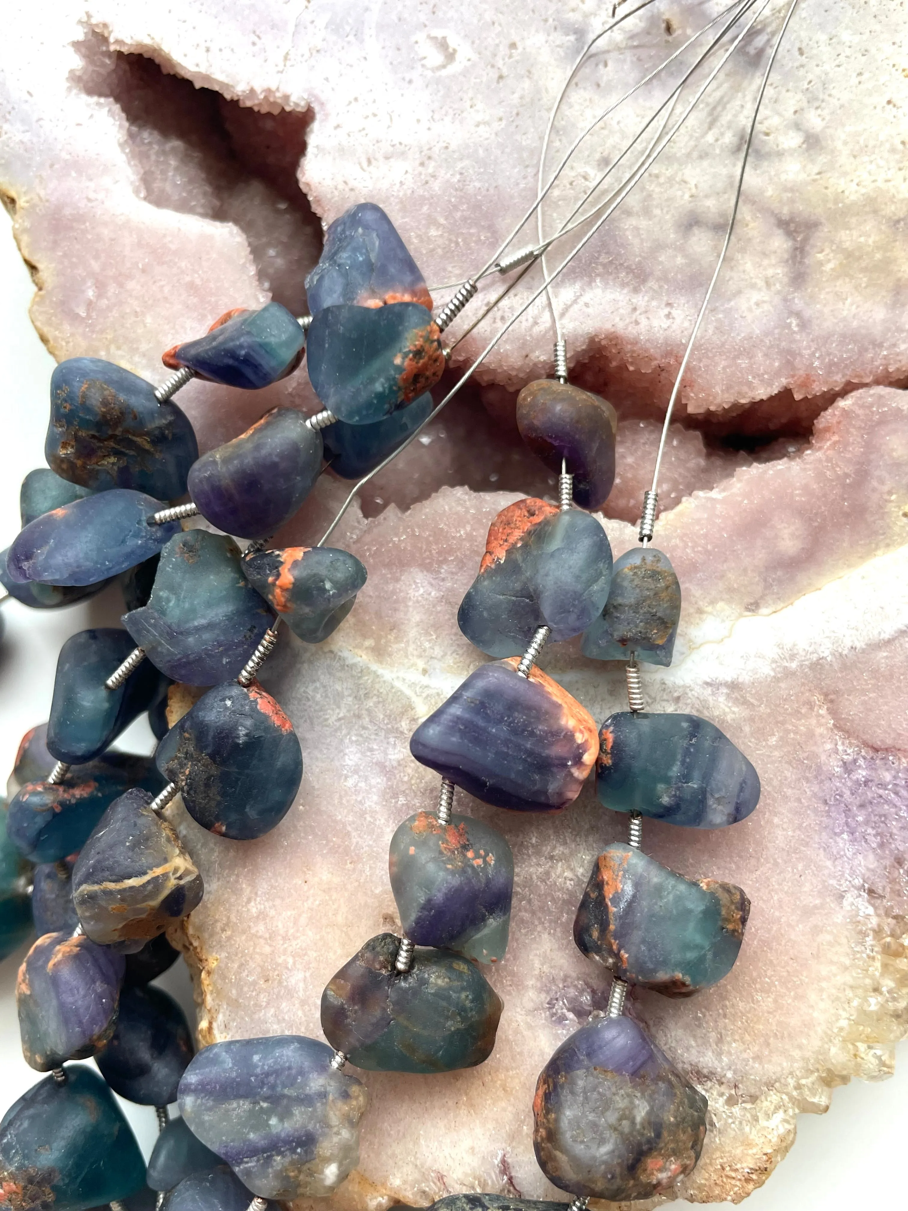 Fluorite pebble crystal necklace