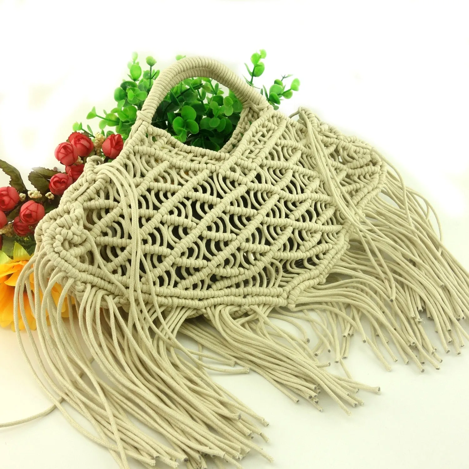 Fringe- Macrame 1970s Inspired Handbag with Mega Fringe