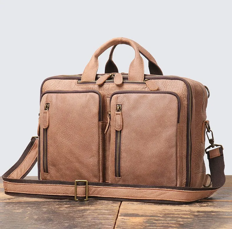 Full Grain Leather Handbag Convertible Leather Backpack Laptop Bag