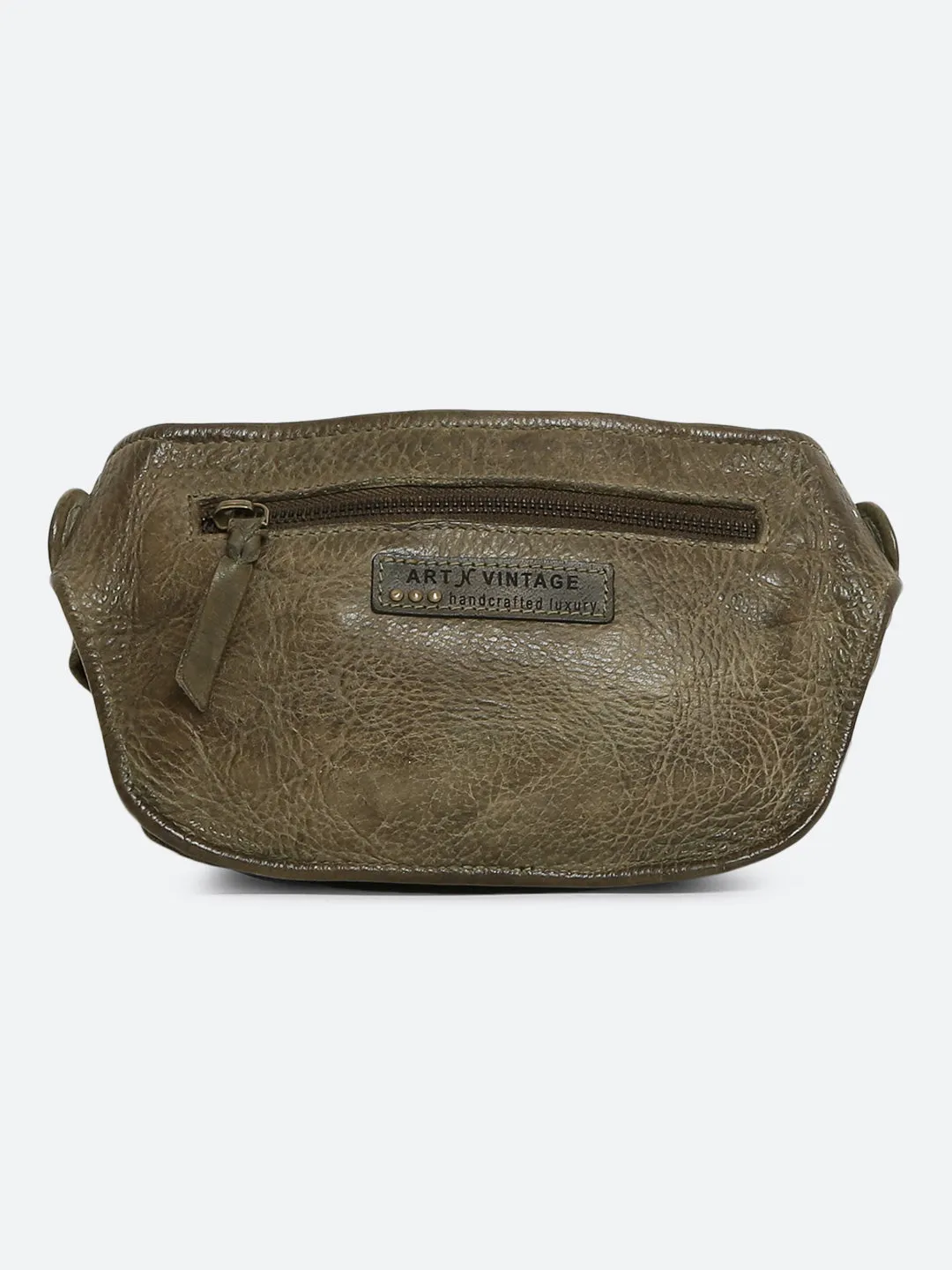 Genuine Olive Leather Waist Belt Bag