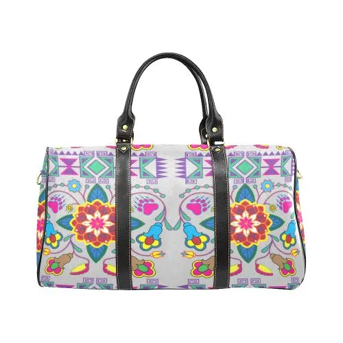 Geometric Floral Winter-Gray Waterproof Travel Bag