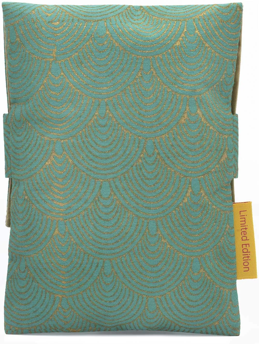 Green Fans - hand-printed pure silk foldover pouch