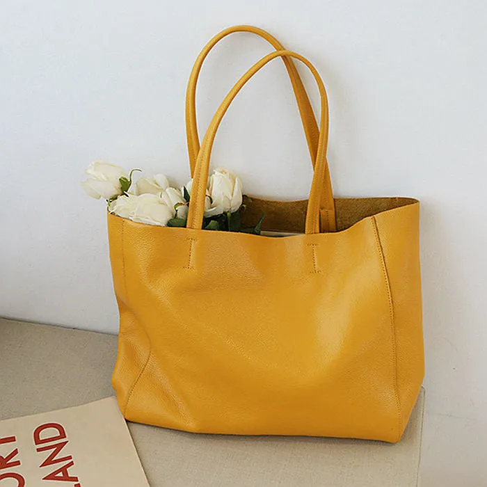 Handmade Leather Tote Bag Personalized Leather Shoulder Bag Simple Soft Large Capacity Handbag