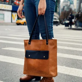 HULE TOTE: BROWN LEATHER