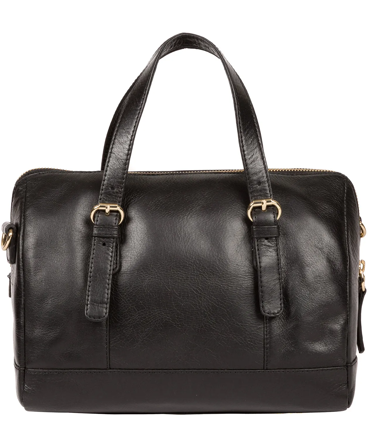 'Iris' Jet Black Leather Handbag