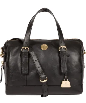 'Iris' Jet Black Leather Handbag