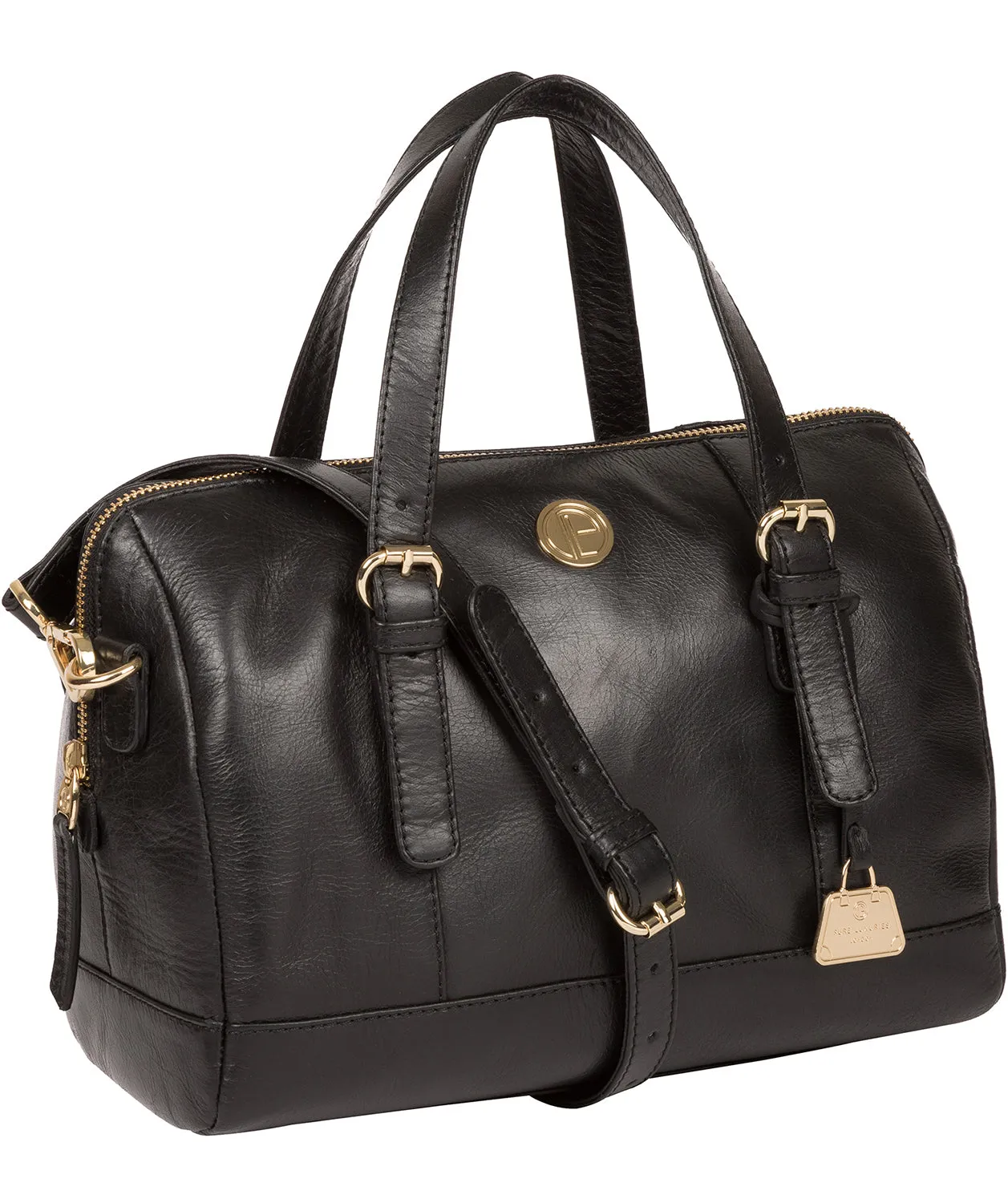 'Iris' Jet Black Leather Handbag