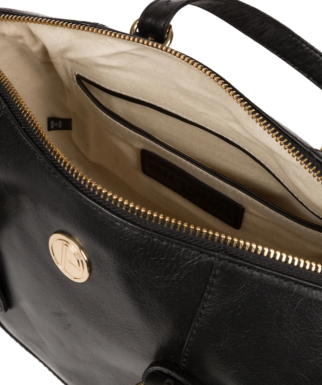 'Iris' Jet Black Leather Handbag