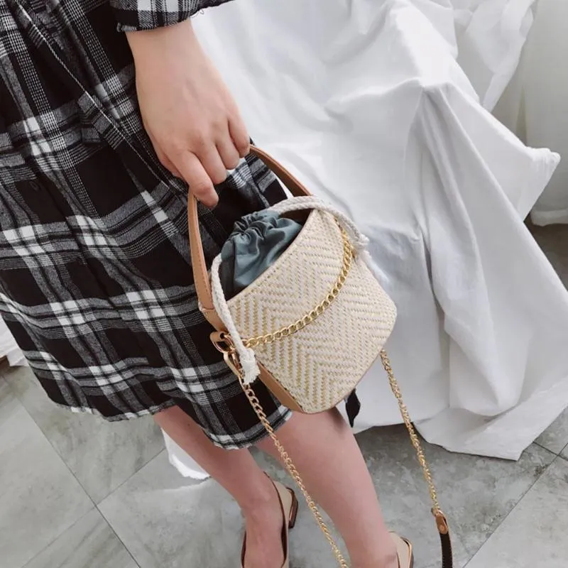 Japan Style Weaved Straw Tote Shoulder Bag