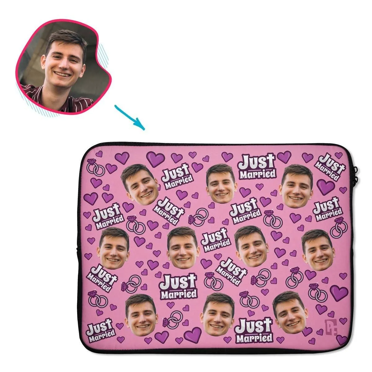 Just Married Personalized Laptop Sleeve