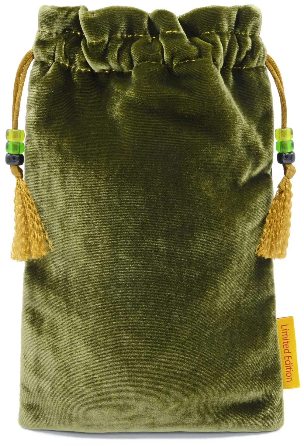 Knight of Wands, Tarot of Prague - drawstring bag in green silk velvet