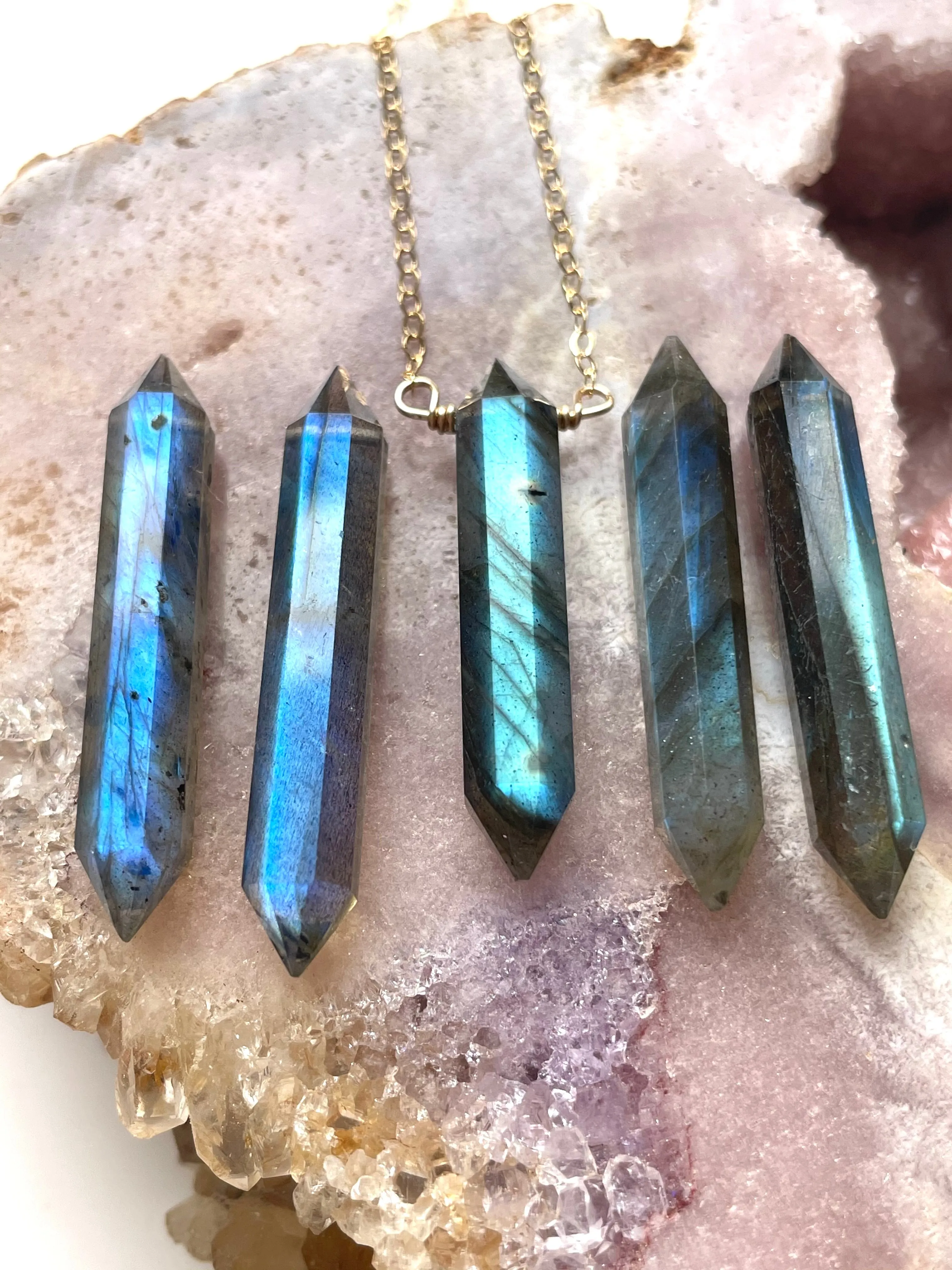 Labradorite Pencil Crystal Necklace