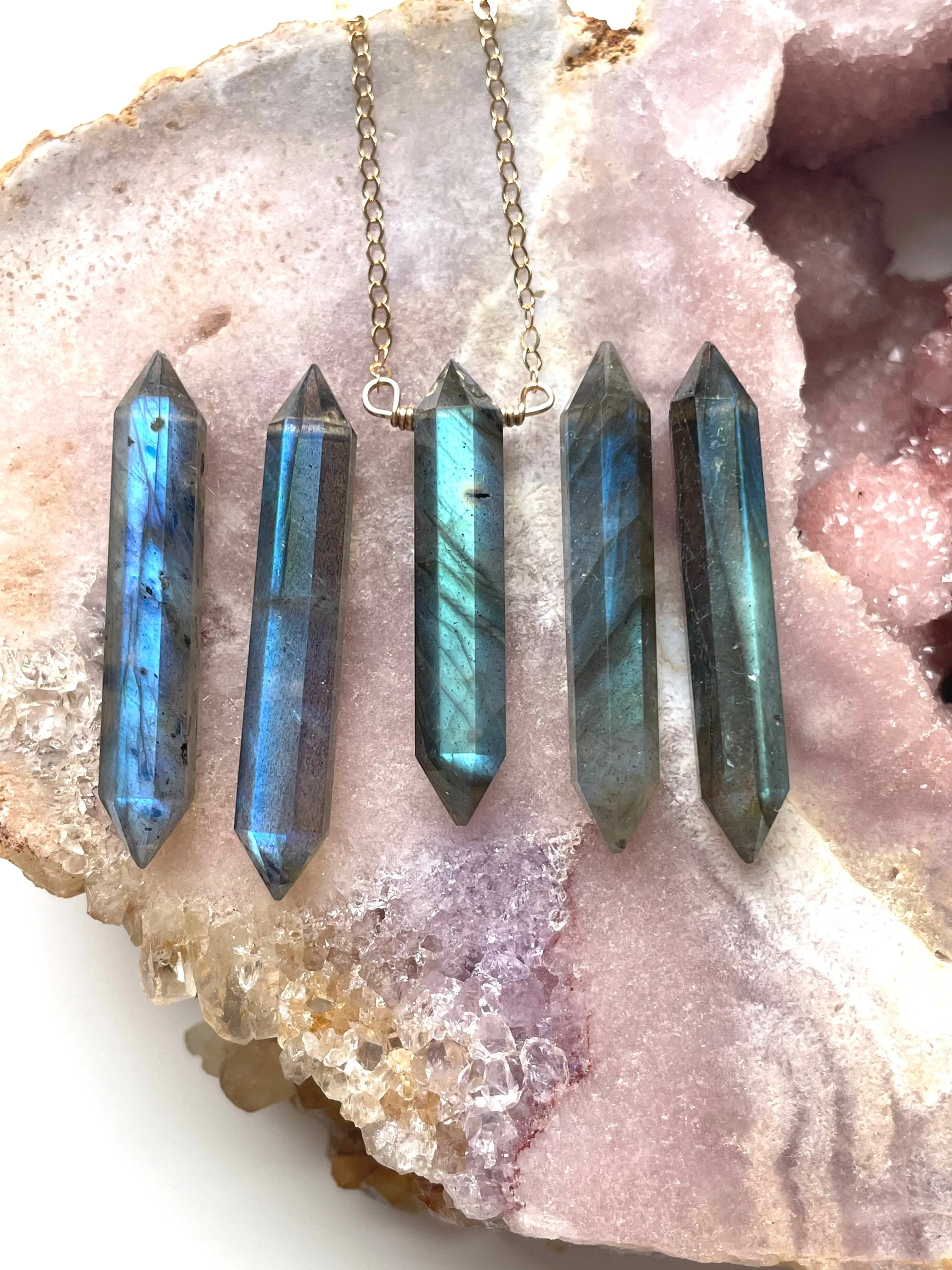 Labradorite Pencil Crystal Necklace