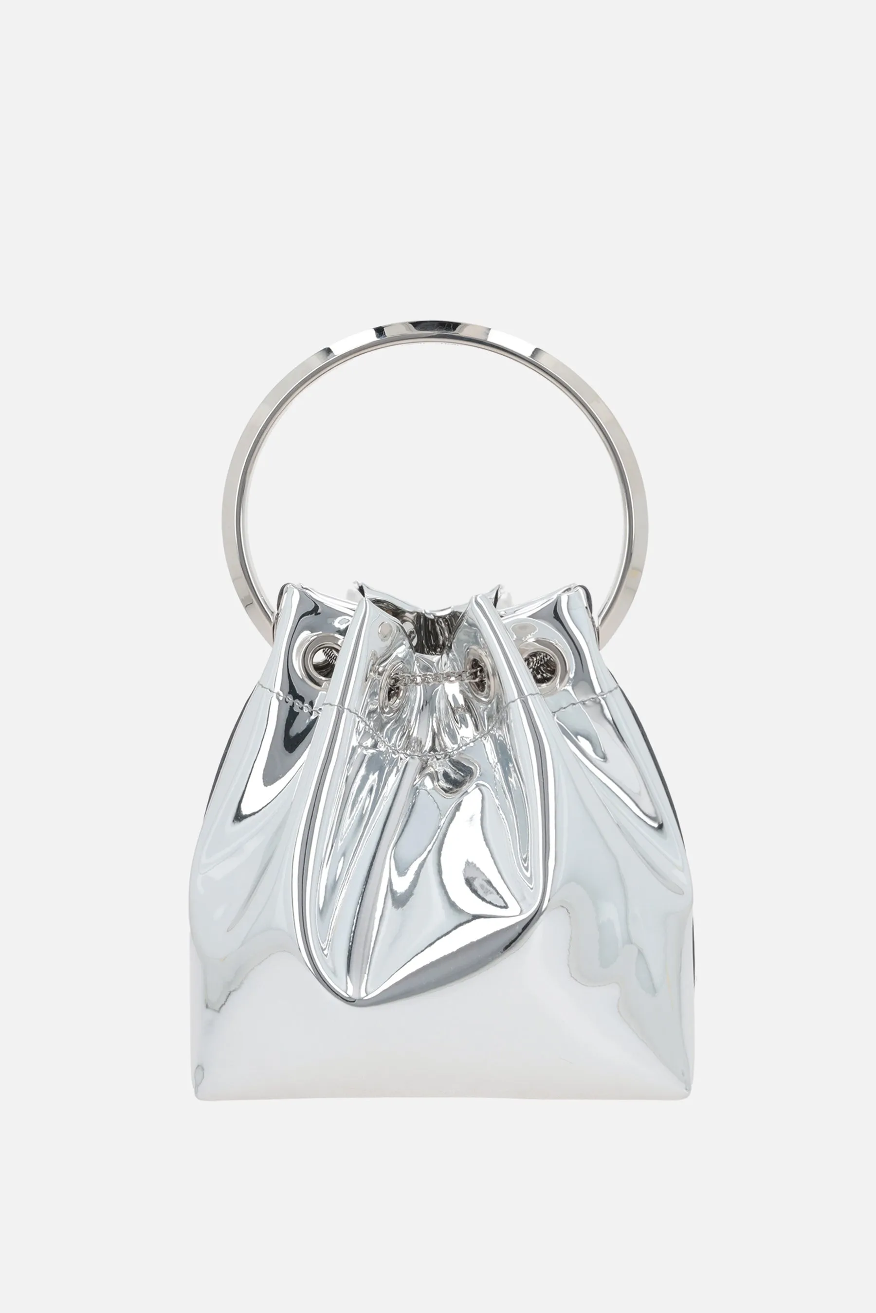 Laminated Pattern Faux Leather Bucket Bag