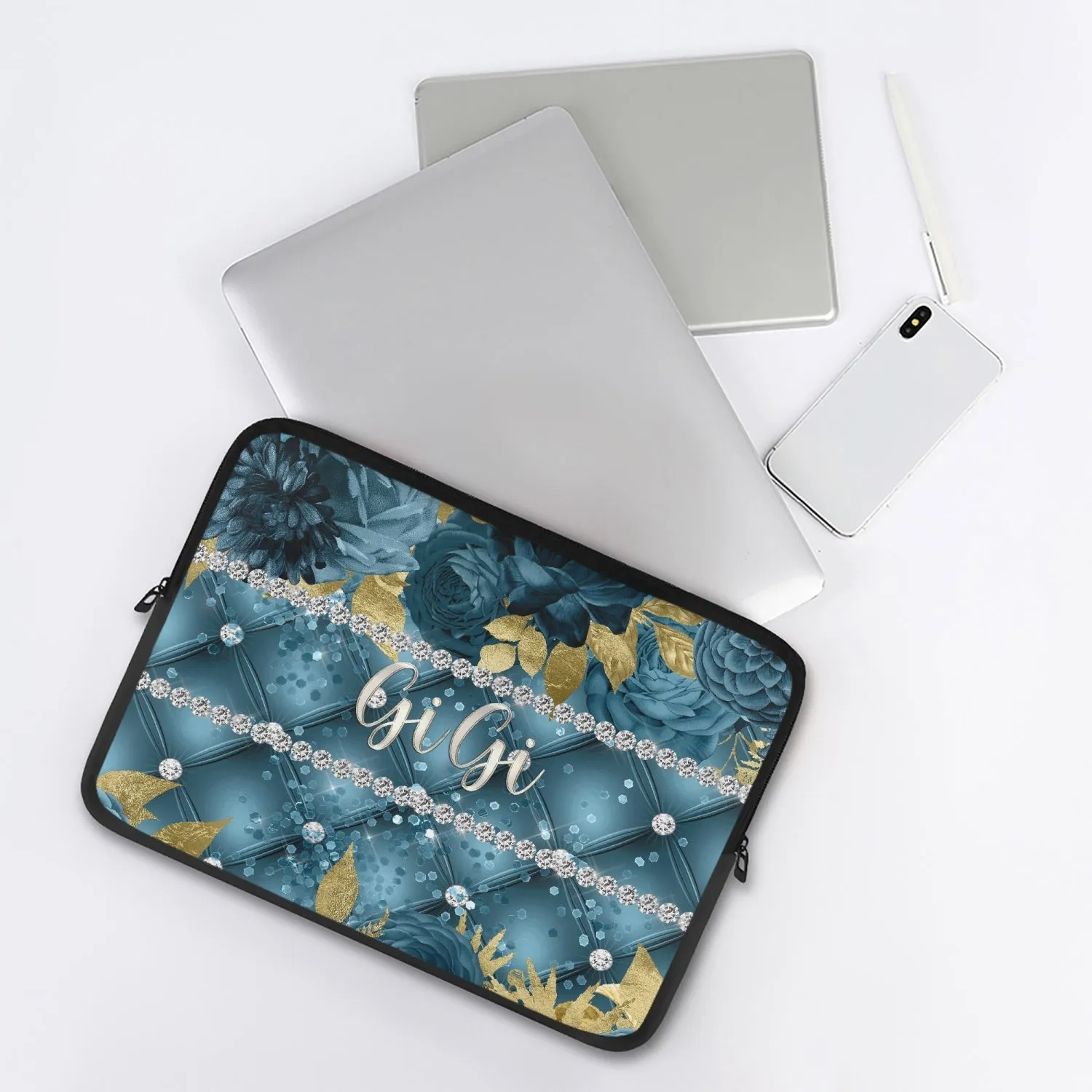 Laptop Sleeve - without handles - Teal Floral - GiGi