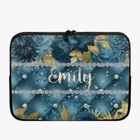 Laptop Sleeve - without handles - Teal Floral - Personalised