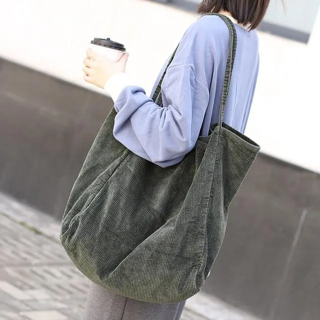 Large Capacity Corduroy Tote Bag