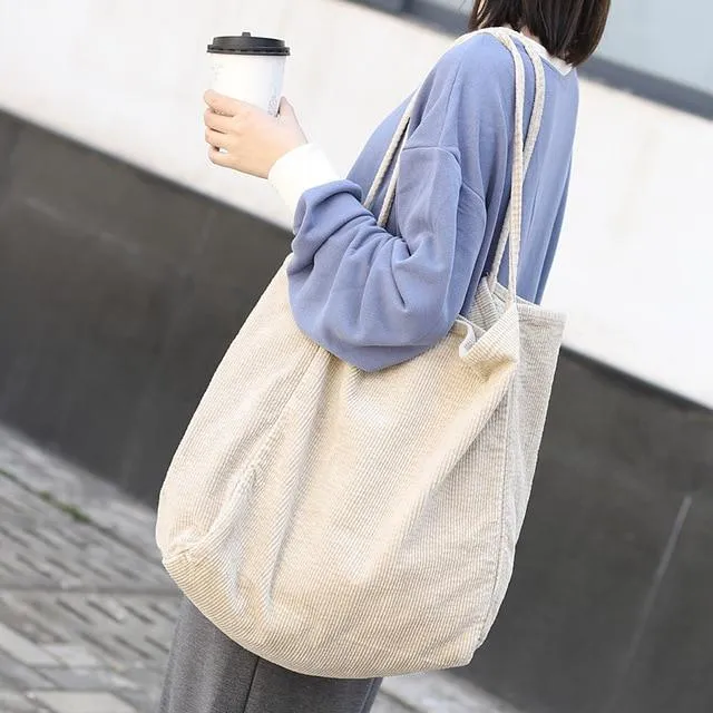 Large Capacity Corduroy Tote Bag