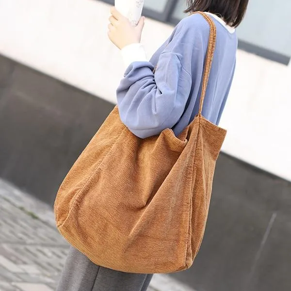 Large Capacity Corduroy Tote Bag