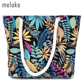 Leaf Print Beach Shopping Tote Bag