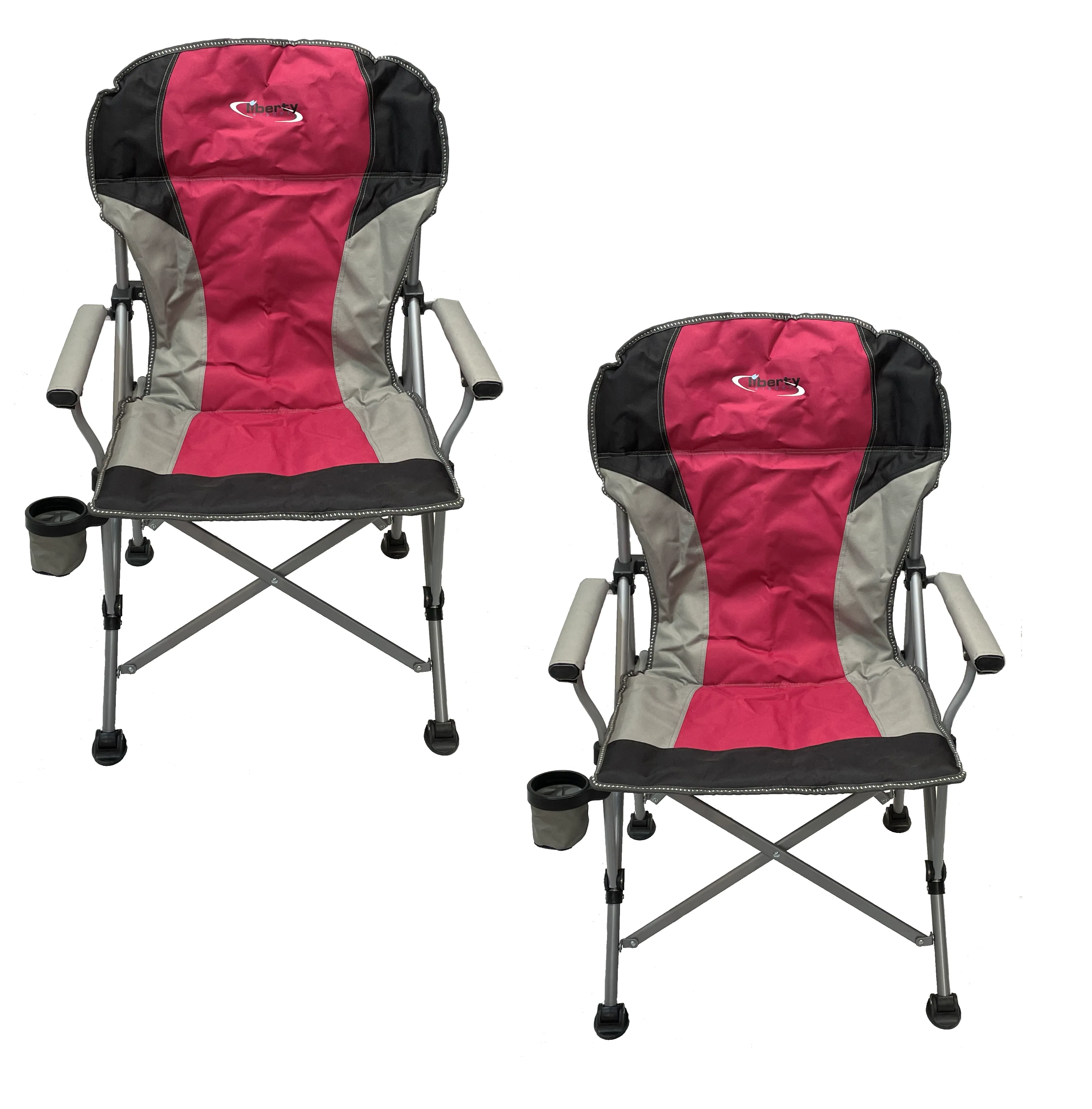 Liberty Folding Camping Chair - Comfortable Padded Fabric - Red