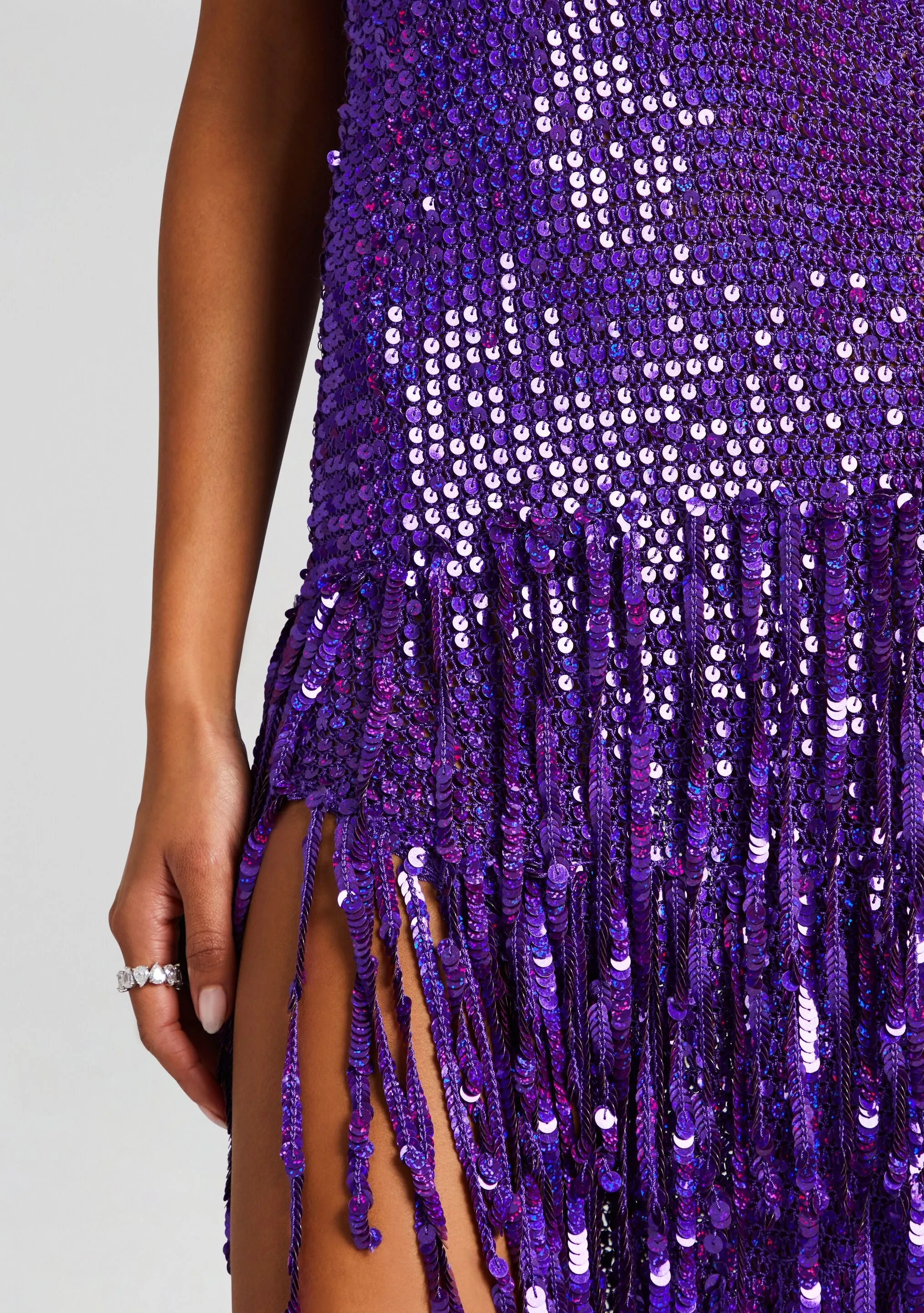 Libra Sequin Fringe Crochet Dress