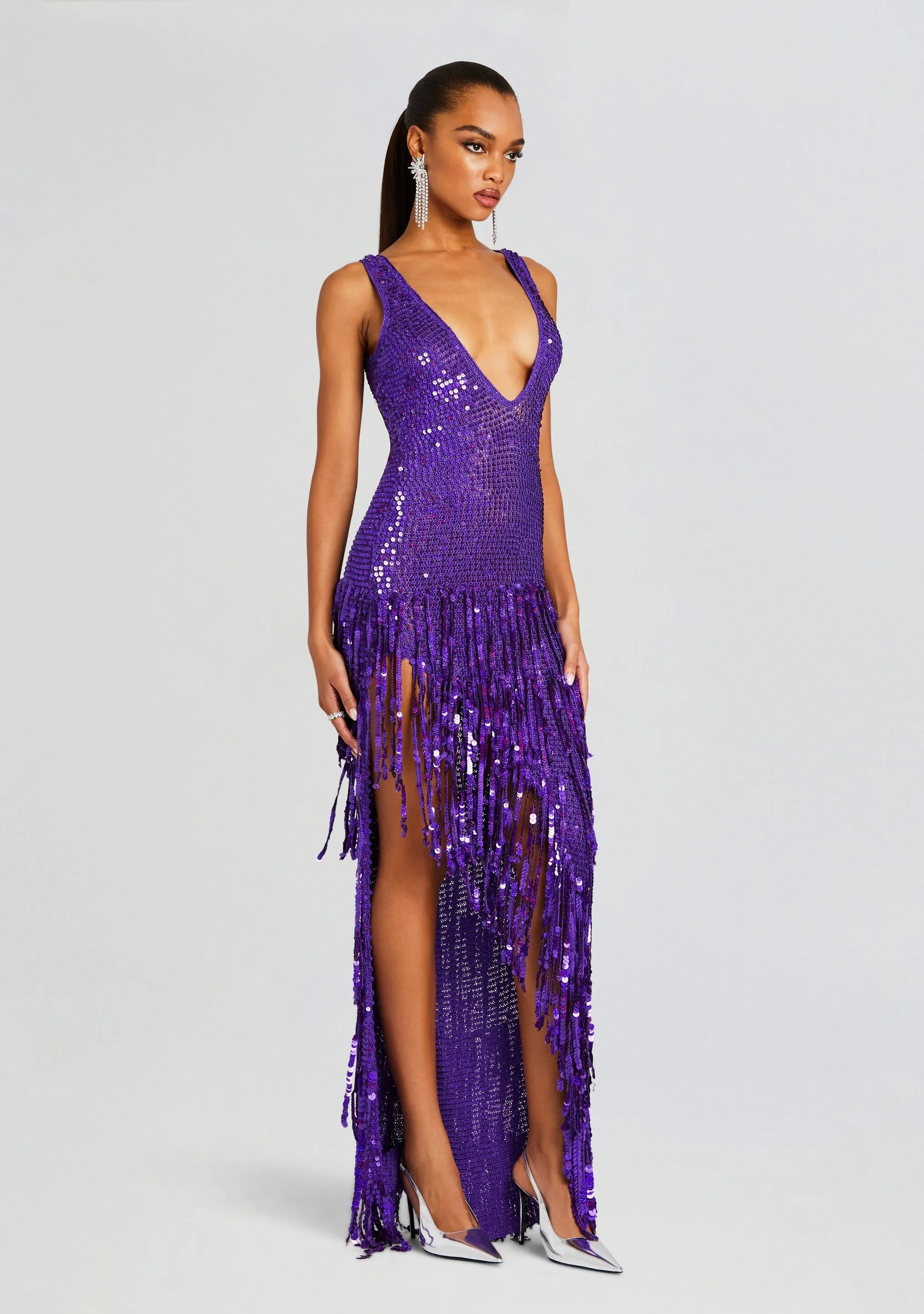 Libra Sequin Fringe Crochet Dress