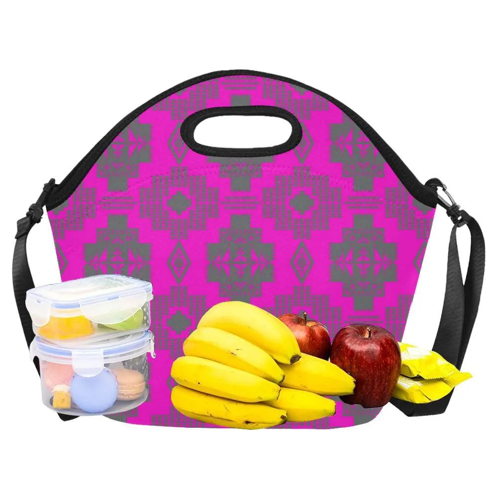 Light Gray with Sunset Large Insulated Neoprene Lunch Bag