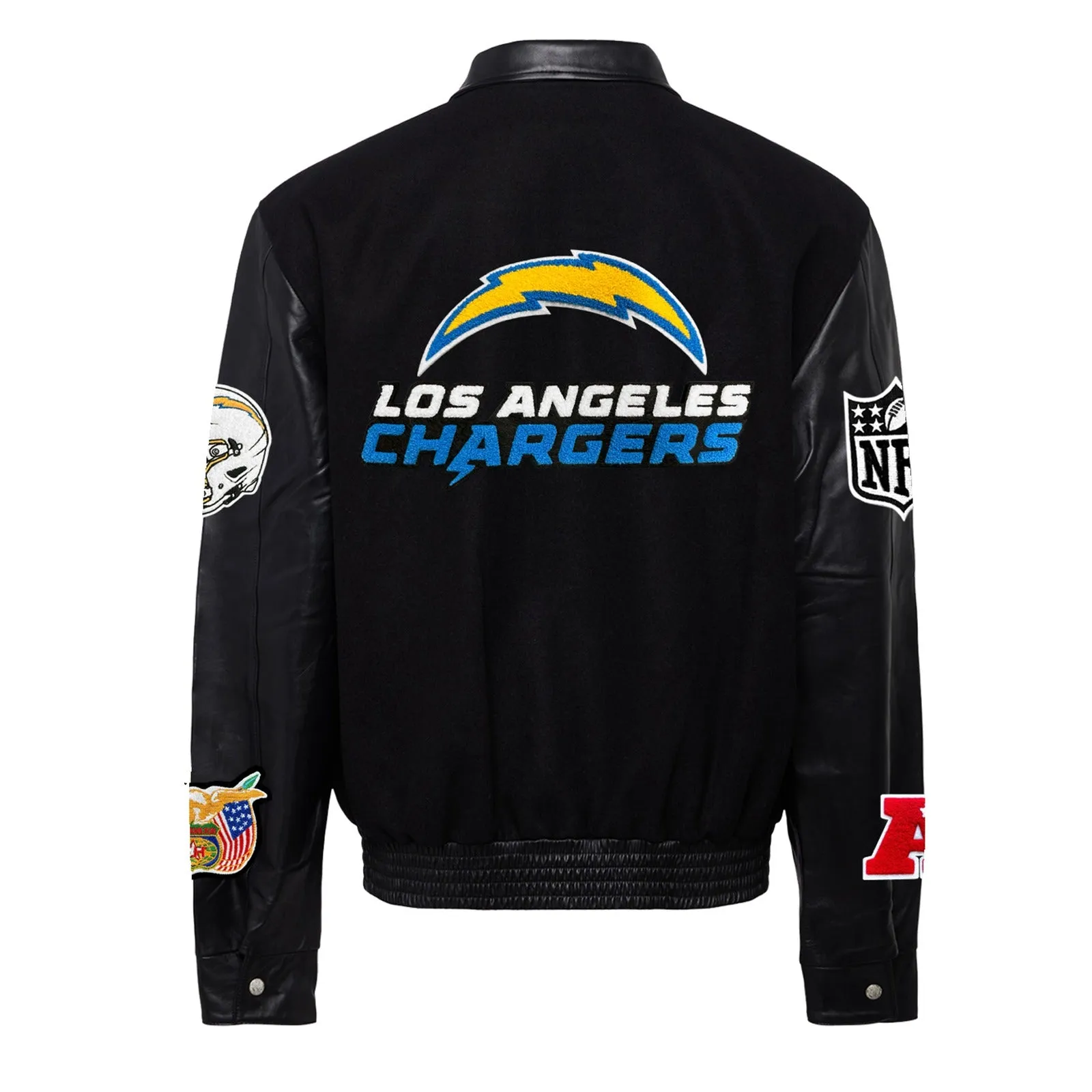 LOS ANGELES CHARGERS WOOL & LEATHER VARSITY JACKET Black/Black