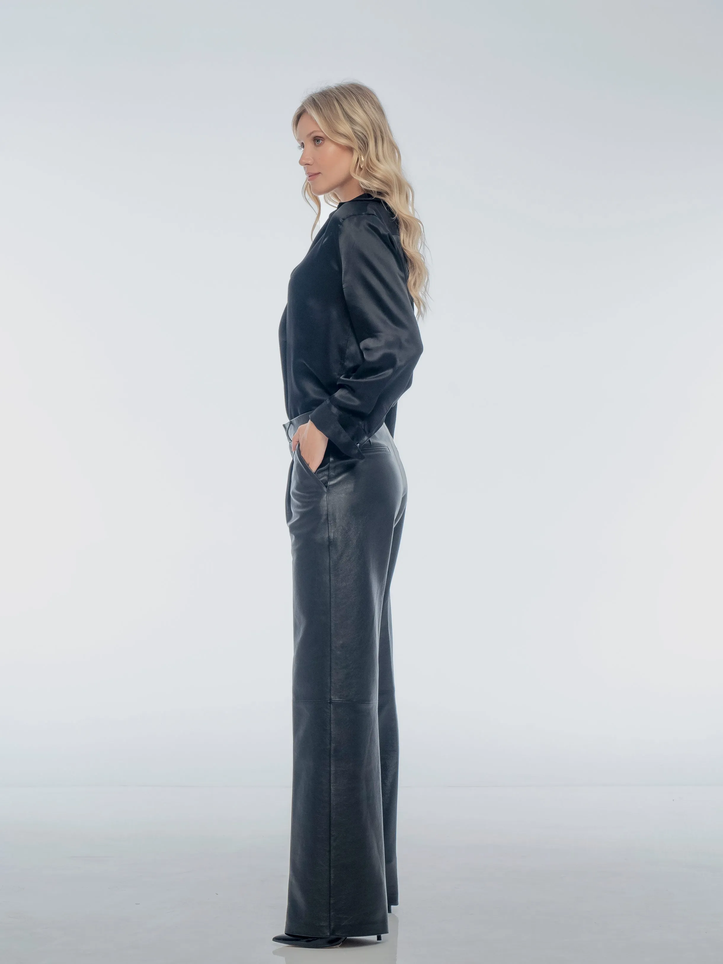 MARGO TAILORED LEATHER PANT - BLACK