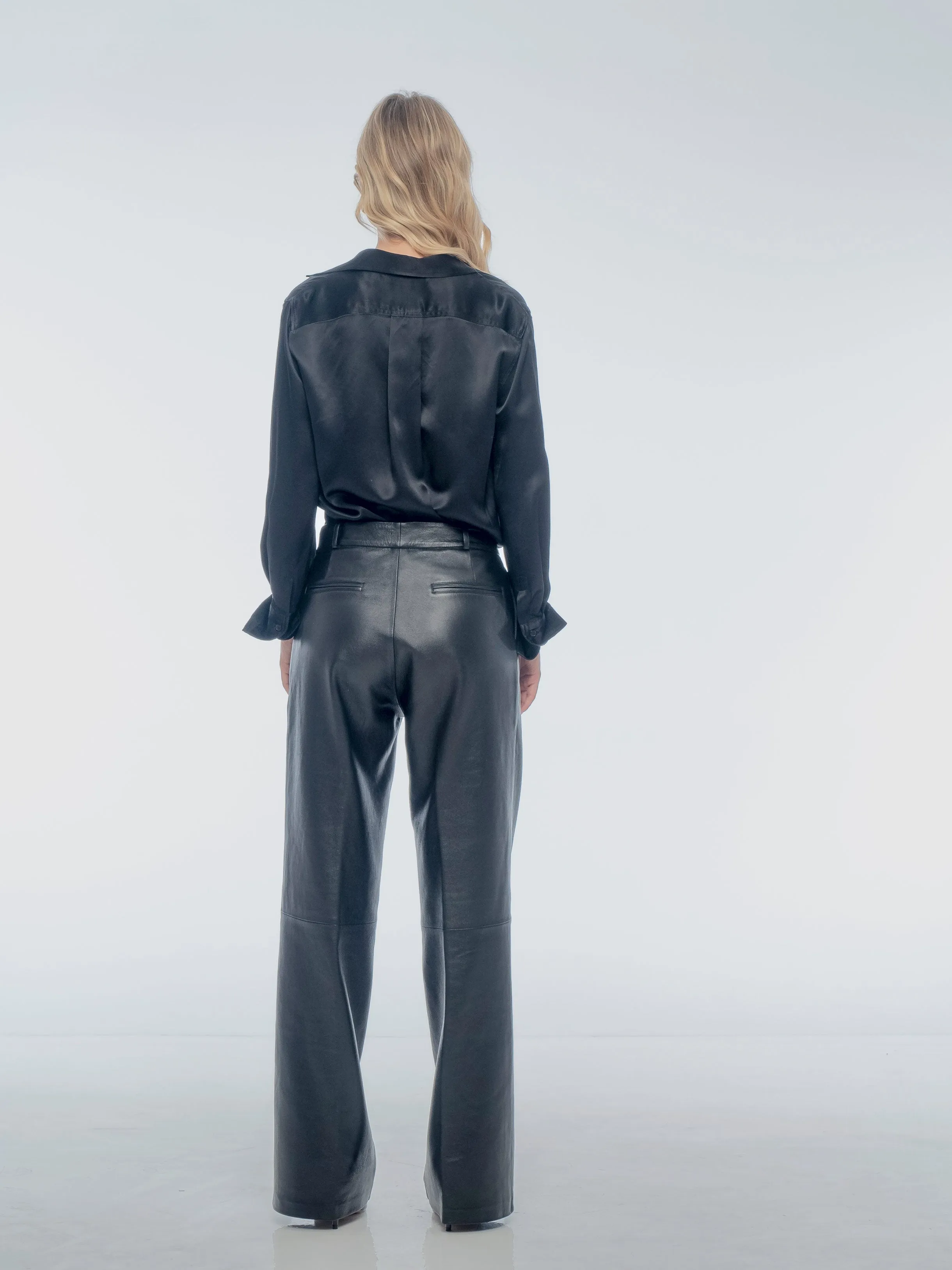 MARGO TAILORED LEATHER PANT - BLACK