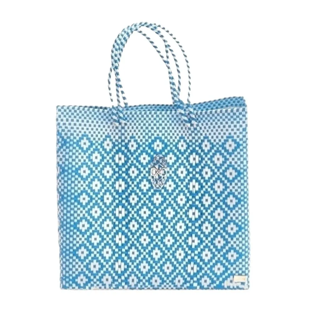 MEDIUM SEA BLUE AZTEC TOTE BAG