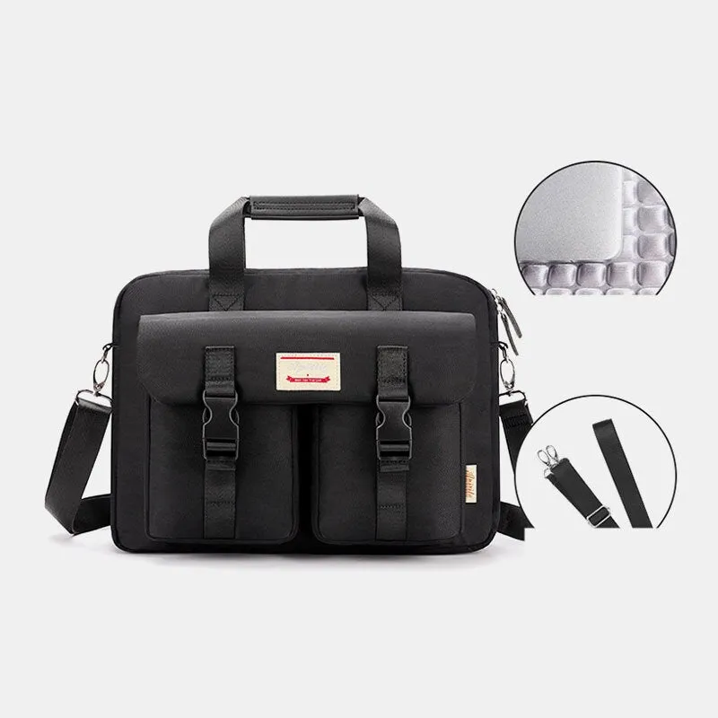 Men Oxford Double Front Pocket Large Capaciy Crossbody Shoulder Bag Casual 13.3/14/15.6 Inch Laptop