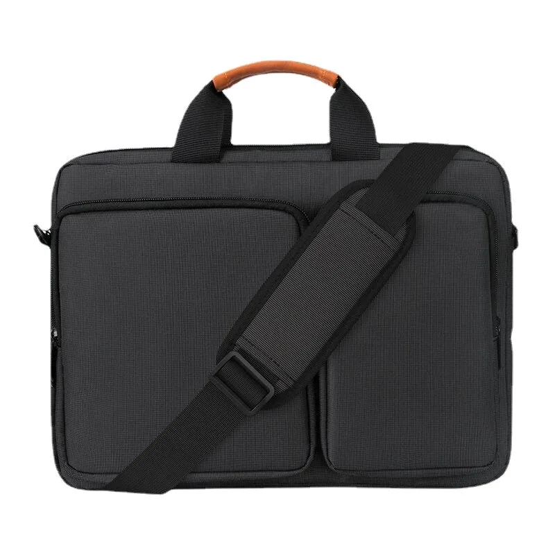 Men Polyester Multifunction 13.3/14/15.6 Inch Laptop Bag Fashion Double Front Pocket Handbag Teacher Tote Crossbody