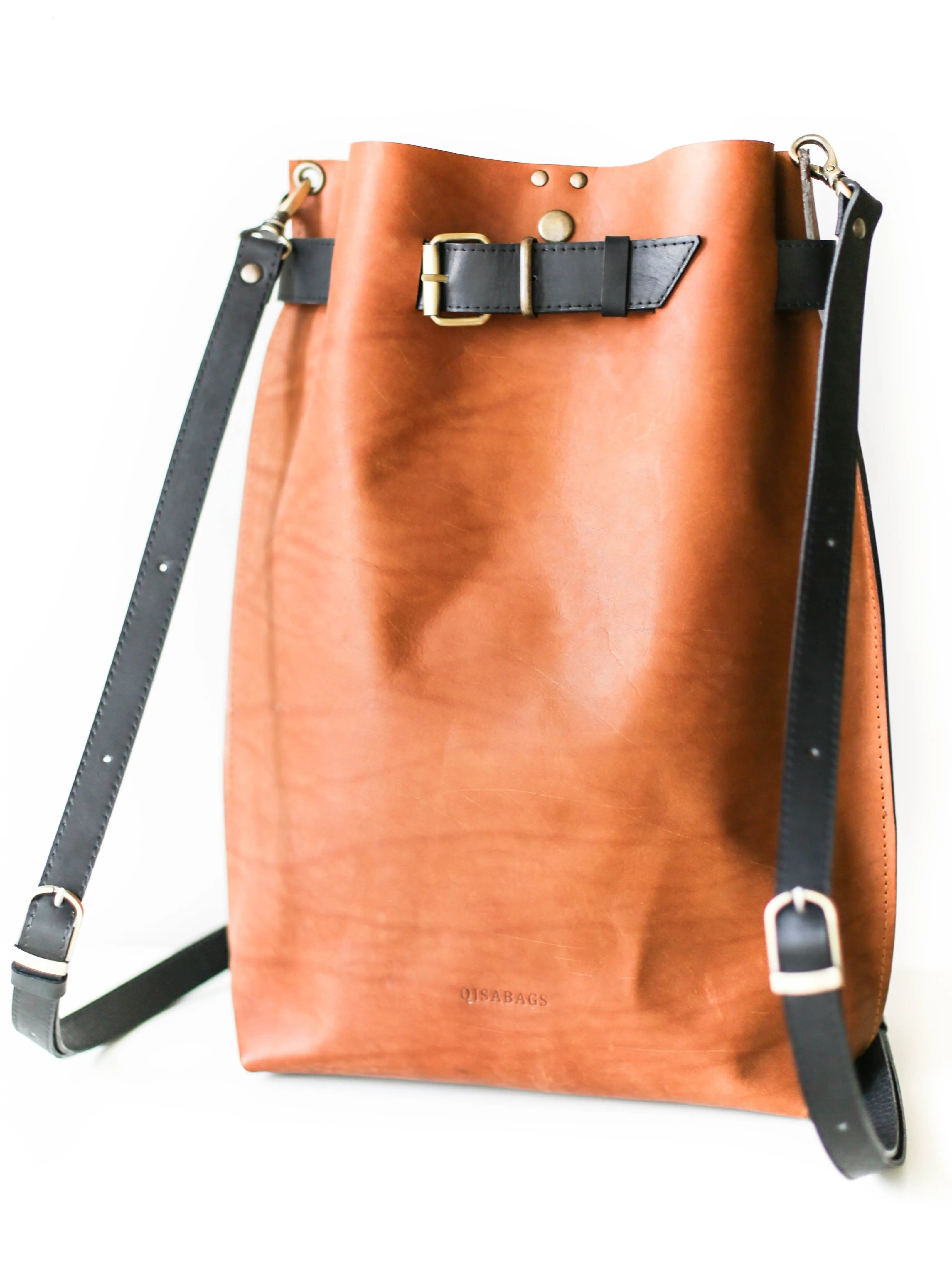 Men's Brown w/Black Leather Backpack