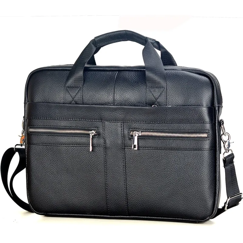 Mens Casual Genuine Leather Travel Laptop Bag