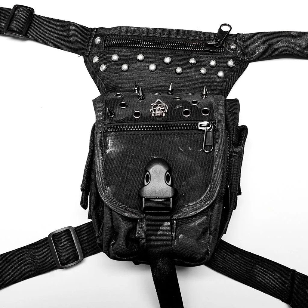 Men's Punk Skull Rivets Waist Bag