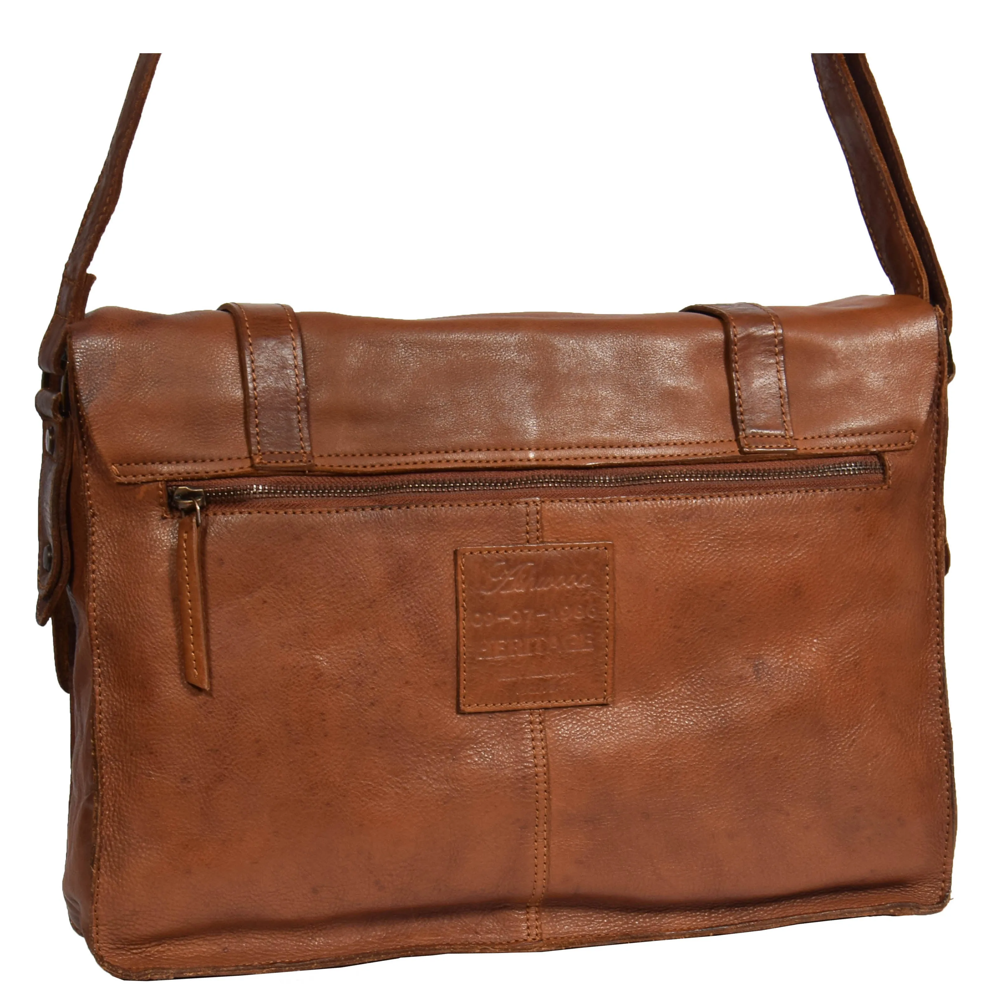 Mens Real Leather Satchel Messenger Bag Lewis Brown