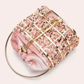 Metal Decore Drawstring clutch bag