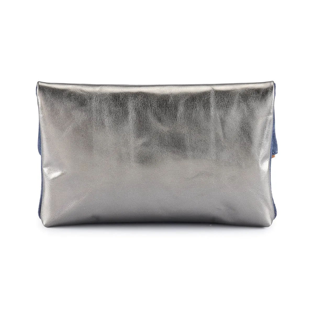 Metallic Rimor Anna 2 way leather messenger clutch bag #LW12 pewter