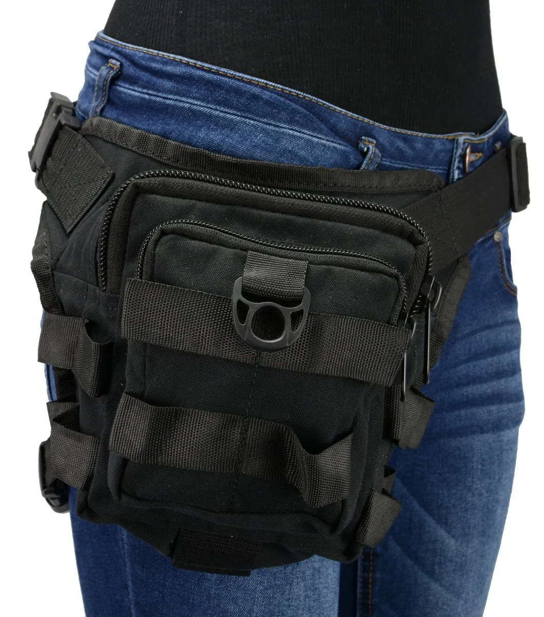 Milwaukee Leather MP8841 Black Textile Conceal and Carry Tactical Thigh Bag with Waist Belt