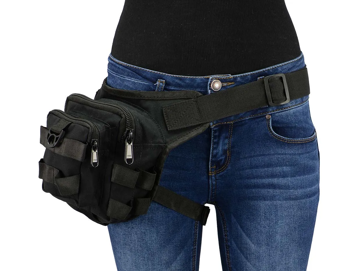 Milwaukee Leather MP8841 Black Textile Conceal and Carry Tactical Thigh Bag with Waist Belt