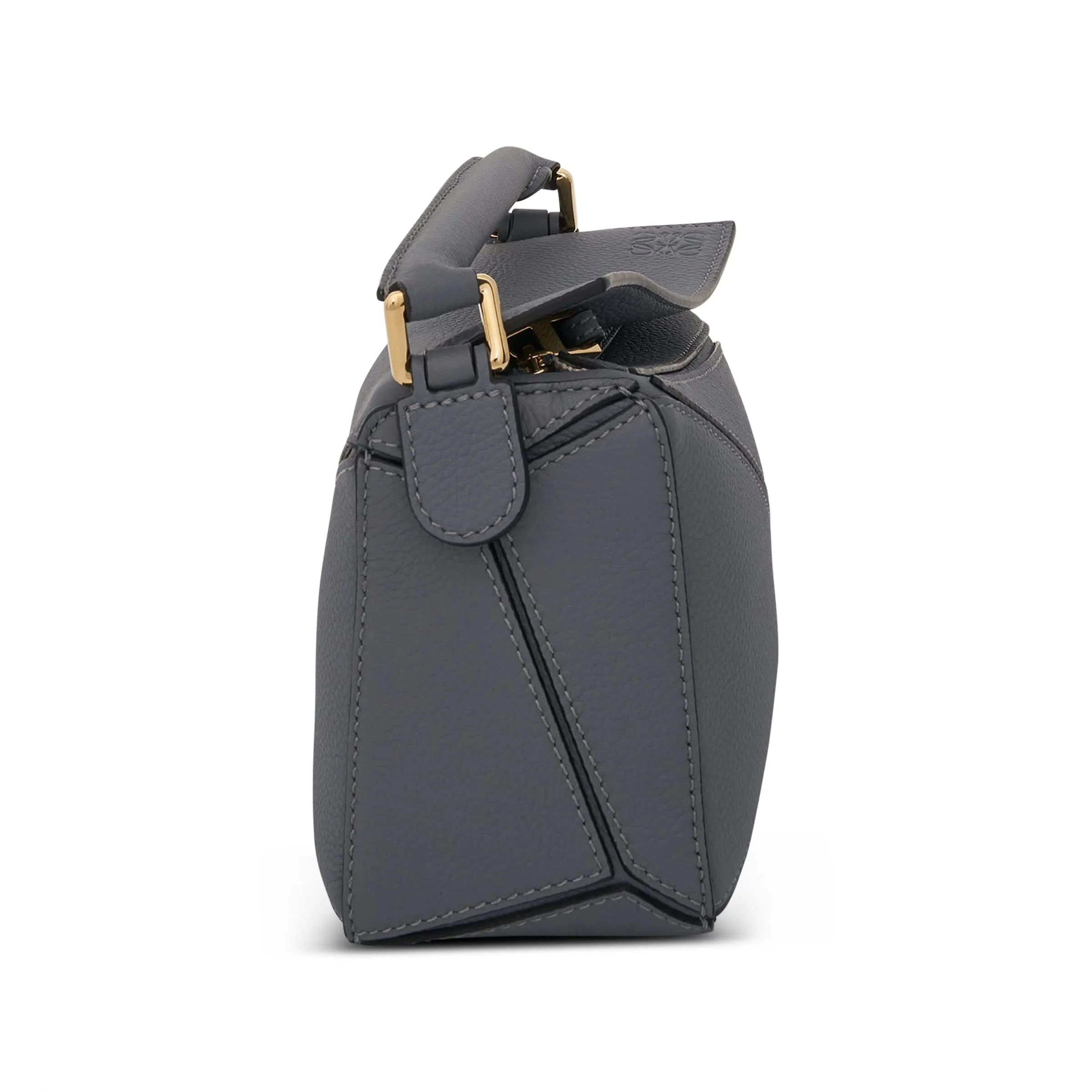 Mini Puzzle Bag in Soft Grained Calfskin in Asphalt Grey