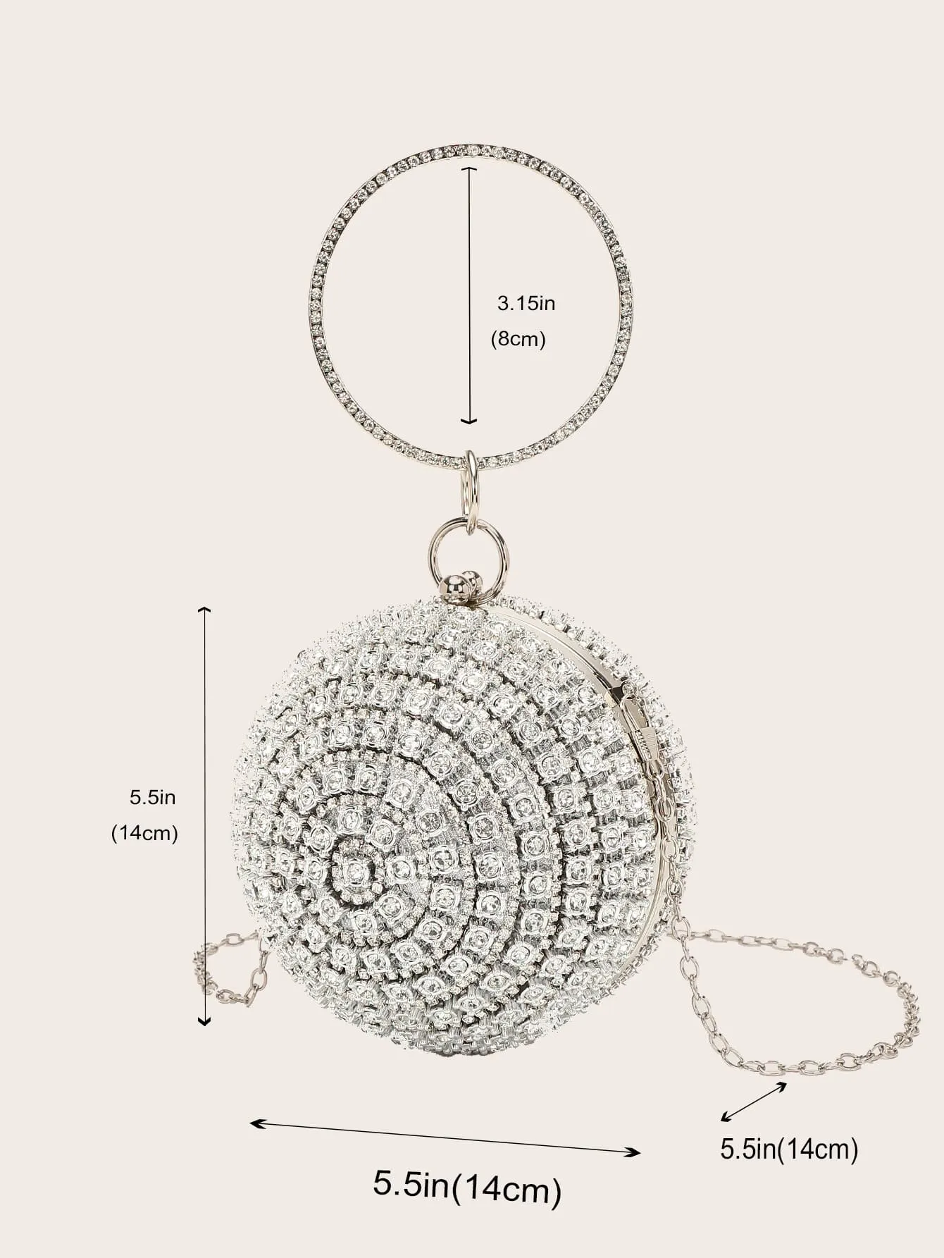 Mini Rhinestone Decor Top Ring Circle Bag