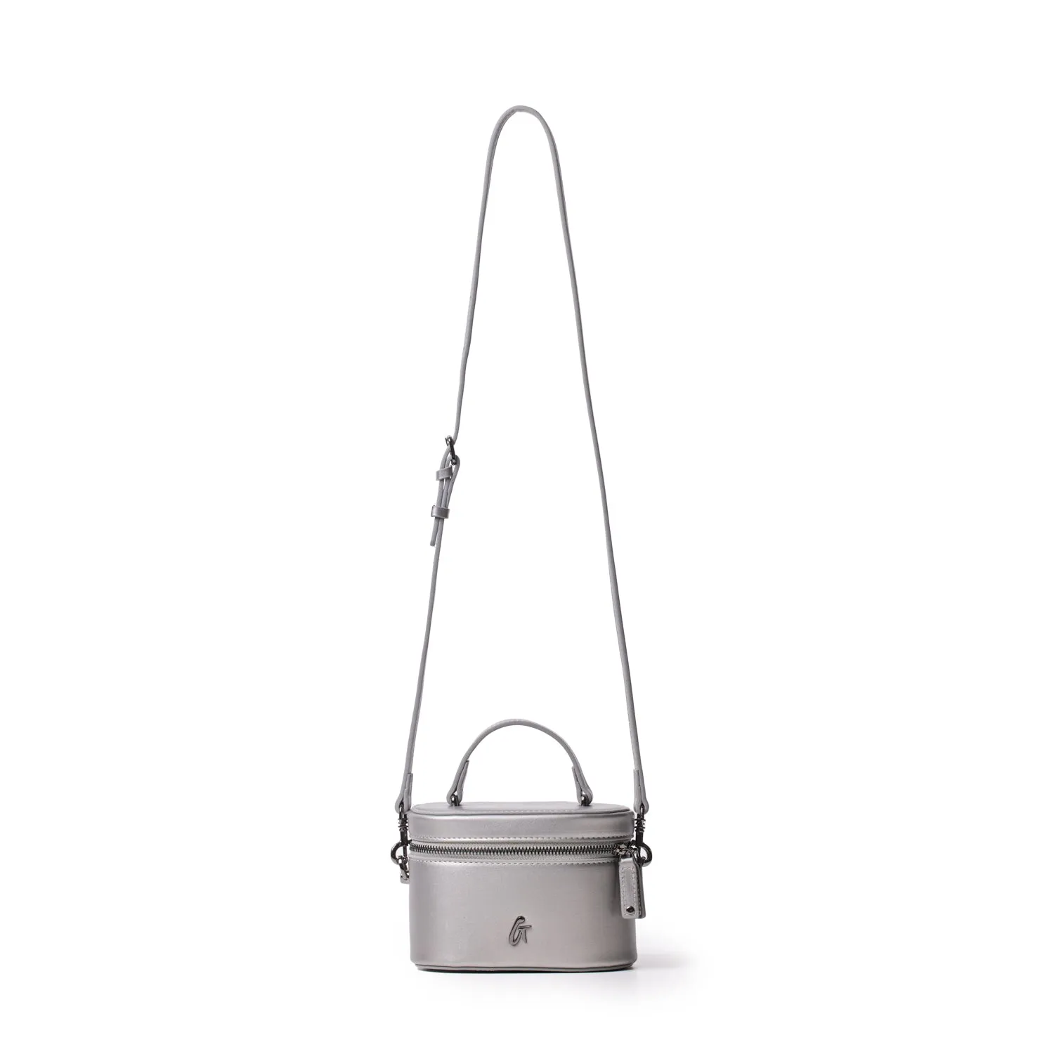 MINI SMOOTH GUNMETAL VANITY BAG - PLATINUM