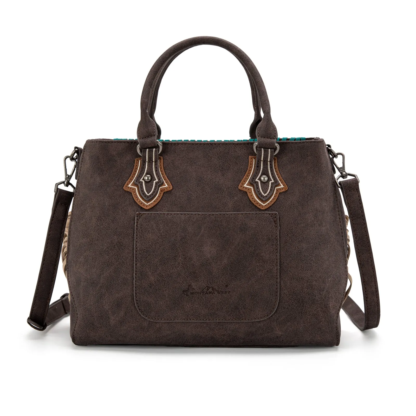 MW1302-8322 Montana West Concho Fringe Tote/Crossbody