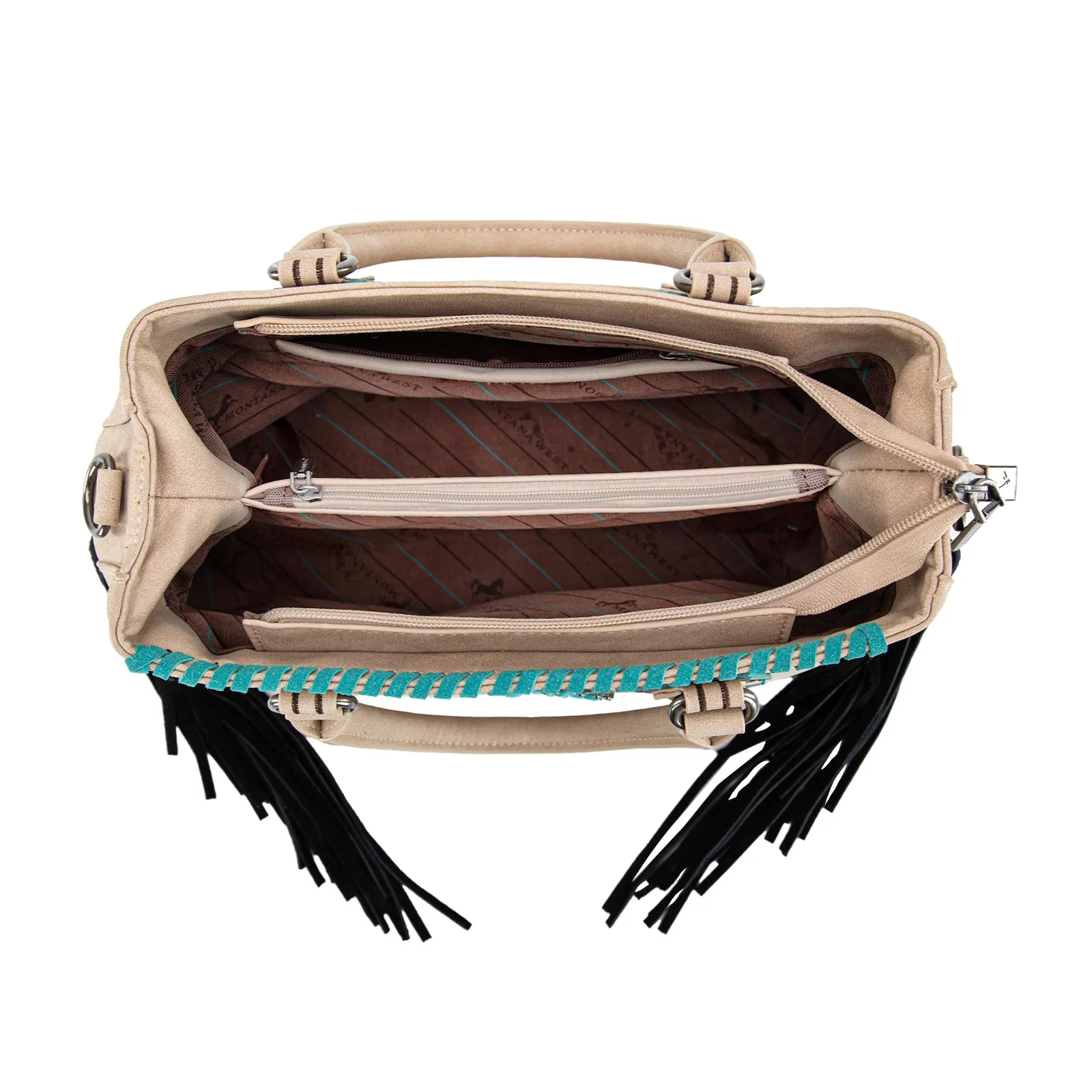 MW1302-8322 Montana West Concho Fringe Tote/Crossbody